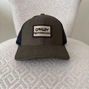 Oakley Olive and Black Mesh Logo Trucker Hat Adjustable Snapback Closure OS